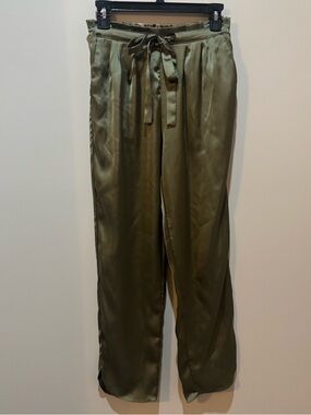 DO+BE Olive Green Satin Elastic Waist Pants
